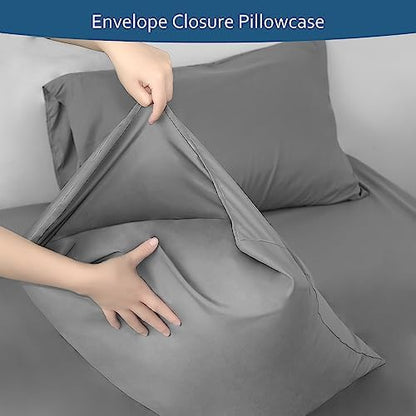 Moonsea Air Mattress King Size Sheets Set, 4 Piece King Bed Set, Grey