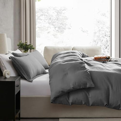 Hearth & Harbor Prewashed Queen Duvet Cover Set, Grey
