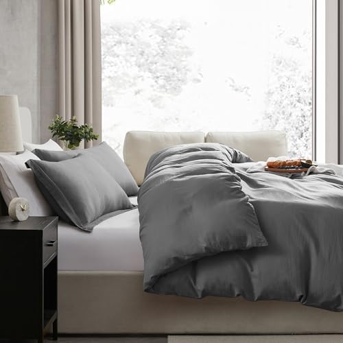 Hearth & Harbor Prewashed King Duvet Cover Set, Grey