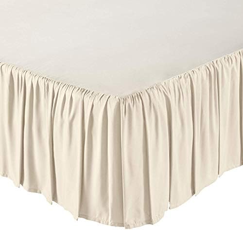 Mattress-Homes Ruffled Bed Skirt Split Corners with Platform, Tailored Fit Wrinkle Free Ultra-Soft Microfiber Dust Ruffle, Upto 10" Drop, Queen, Ivory