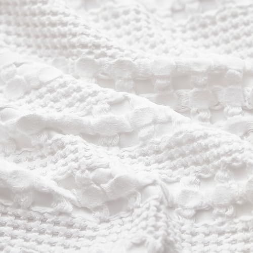 PHF Cotton Waffle Pillow Shams Standard Size 20" x 26", White, No Insert