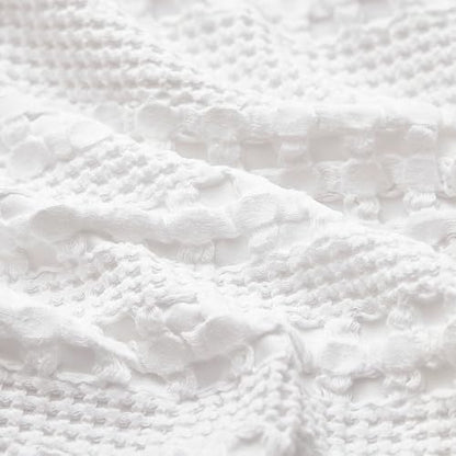 PHF Cotton Waffle Pillow Shams King Size 20" x 36", White, No Insert