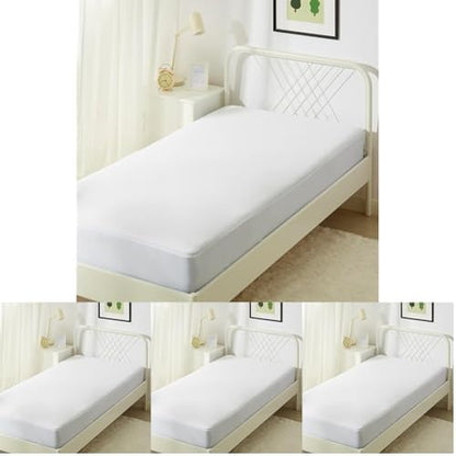 Amazon Basics Waterproof Mattress Protector, Full Size, 18-Inch Deep Pocket, White (Pack of 4)