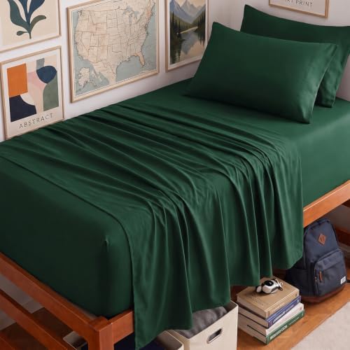 CozyLux Twin XL Sheet Set 4-Piece, 21-Inch Deep Pocket, Soft Brushed Feel