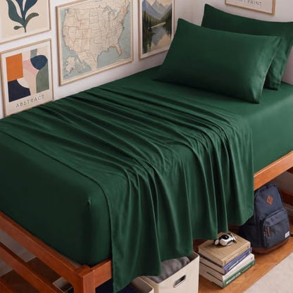 CozyLux Twin XL Sheet Set 4-Piece, 21-Inch Deep Pocket, Soft Brushed Feel