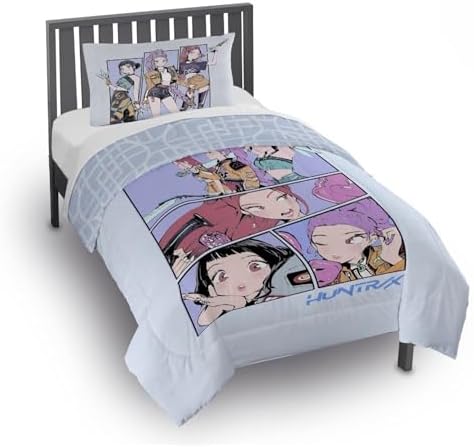 Jay Franco K-Pop Demon Hunters Twin/Full Comforter Set, Reversible, Super Soft, 2 Piece with Pillowcase, Huntrix