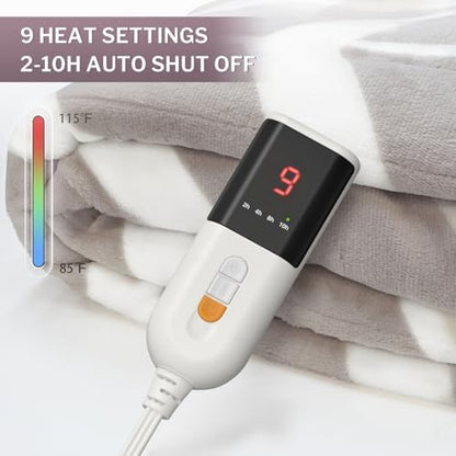 VENTIMI Heated Blanket Full, 9 Heat Levels & 2-10 Hours Auto Off, Beige