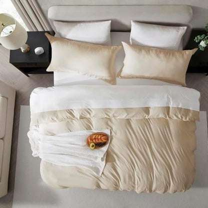 Hearth & Harbor Prewashed Full Duvet Cover Set, Beige Cream
