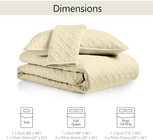 FLYMME Quilts Queen Size,Lightweight Butter Yellow Bedspreads,Basket Weave Pattern,Ultra Soft Microfiber Bed Coverlet 3 Pieces for All-Seasons (1 Quilt,2 Shams)