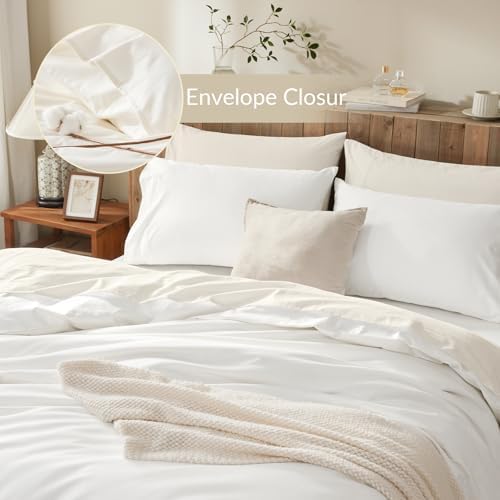 White Duvet Cover Queen Size 100% Cotton Queen Duvet Cover 3-Piece Set