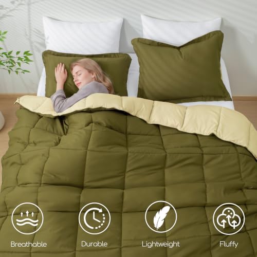 HIG 3pc Olive Twin/Twin XL Bedding Comforter Set Duvet Insert Blanket