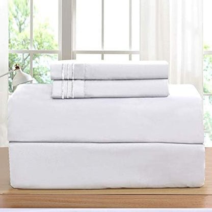 Elegant Comfort Luxurious Bed Sheets Set on Amazon 1500 Premier Wrinkle,Fade and Stain Resistant 4-Piece Bed Sheet Set, Deep Pocket, Queen White