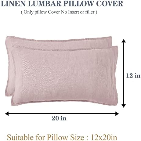 Simple&Opulence 100% Linen Lumbar Pillow Cover 12 x 20 Inches Set of 2 Rectangular Decorative Throw Cushion Cover for Couch Sofa Bed Living Room Office Soft Breathable Farmhouse - Blush Pink