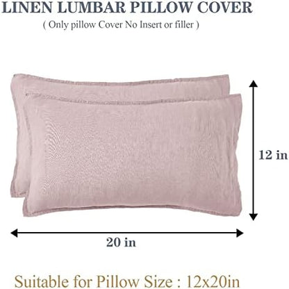 Simple&Opulence 100% Linen Lumbar Pillow Cover 12 x 20 Inches Set of 2 Rectangular Decorative Throw Cushion Cover for Couch Sofa Bed Living Room Office Soft Breathable Farmhouse - Blush Pink