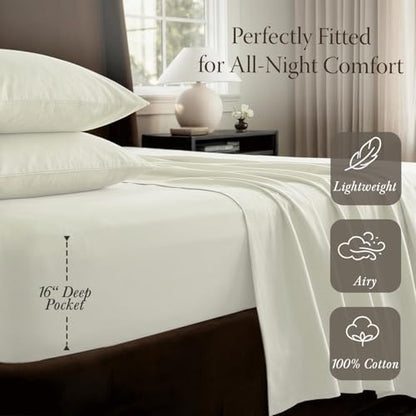 Threadmill 400 Thread Count Egyptian Cotton Queen Sheet Set, Sateen, White