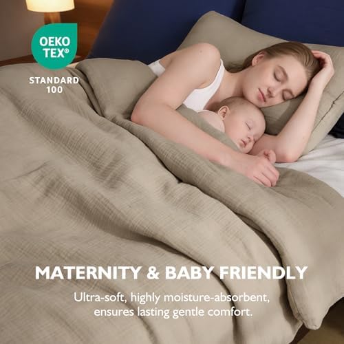 EMME Muslin Cotton Duvet Cover Set Linen Like Khaki Twin