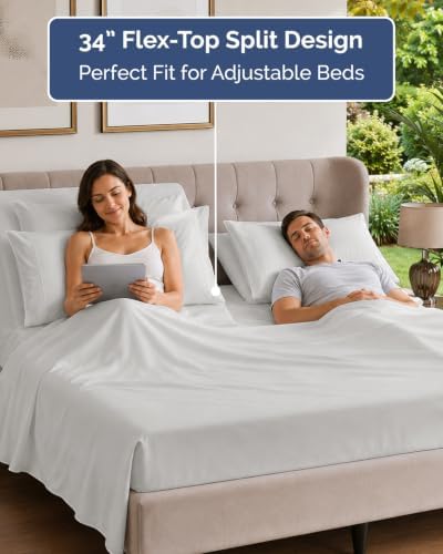 Flex Top Split Head King 6 Piece Sheet Set - Soft & Cooling - French Grey