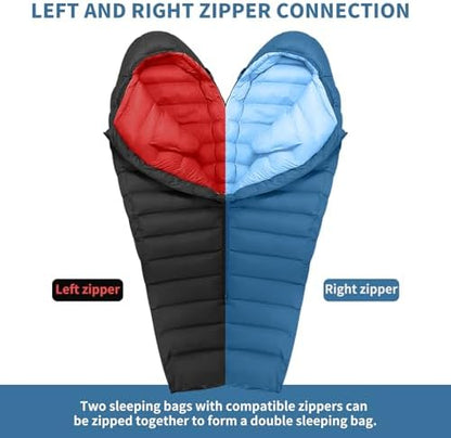 0 Degree Down Sleeping Bag for Adults,Cold Weather Backpacking