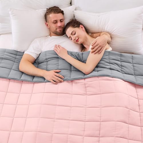 yescool King Size Weighted Blanket for Adults 25lbs, 80” x 87”, Pink Grey