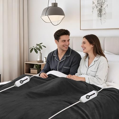 Electric Heated Blanket 90"x100" King Size, Iron Grey