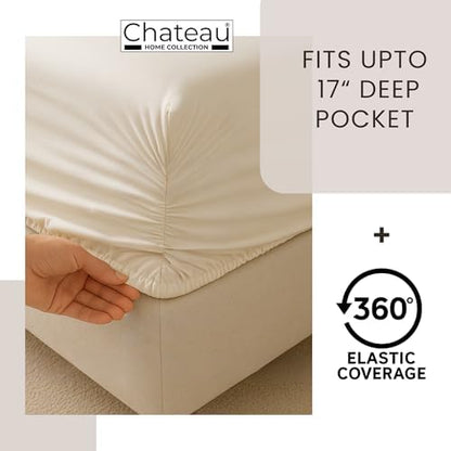 Luxury Full Sheet Set, 400 Thread Count Sheets Full Size Bed Set - Ivory