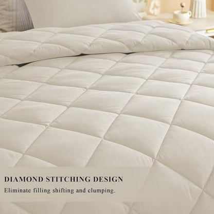 132x120 Alaskan King Comforter, Extra Large King Size Comforter Oversized, All Season Soft Lightweight Quilt Down Alternative Duvet Insert with 8 Corner Tabs(120x132, Beige)