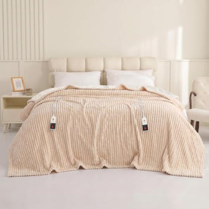 Reaks Heated Blanket Queen, 9 Heat Levels, 2-10H Auto-Off, 84"x90", Beige