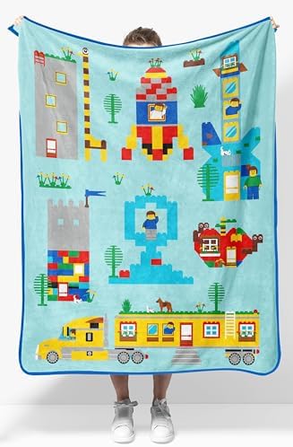 Jay Franco Kids Plush Throw Blanket – Soft & Cozy Fleece Throw for Bedroom & Couch Décor, Official Licensed Product, Blue - LEGO®, 40x50 - Travel Blanket