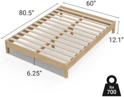 LIFEMENT Queen Bed Frame Signature Wood Platform, Noise Free, Under Bed Storage, No Box Spring Needed, Easy Assembly, New Natural