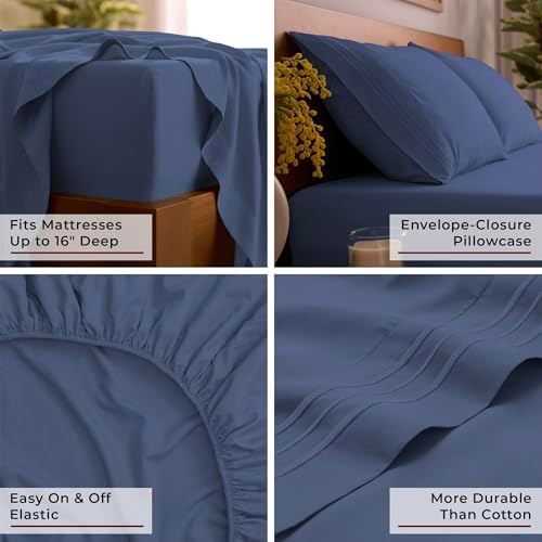 Mellanni Iconic 3-Piece, Ultra Soft Sheet Set (Twin, Blue Nova)
