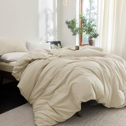 FOSSA Duvet Cover Set 100% Washed Cotton Linen Feel Super King