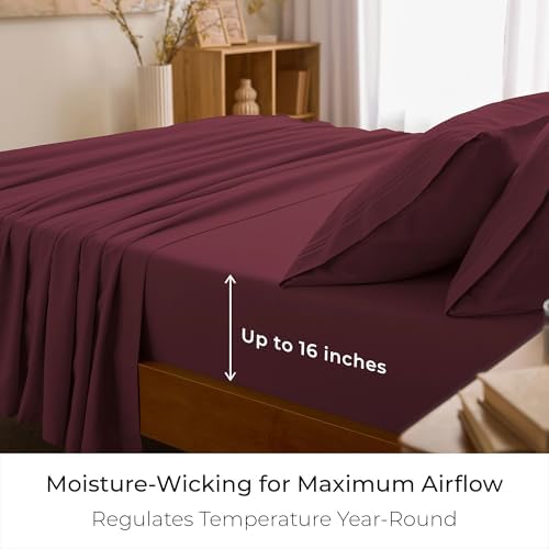 Mellanni Iconic 4-Piece, Ultra Soft Sheet Set (King, Burgundy)