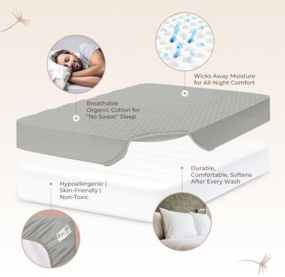 Whisper Organics 100% Cotton Organic Quilted Mattress Pad Protector