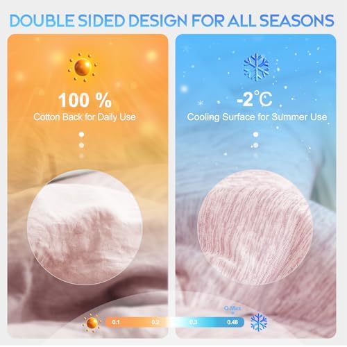 CHOSHOME Cooling Comforter Cooling Blanket, Q-Max 0.45 Cool Sleeping Summer Blanket for Hot Sleeper Night Sweats, King 90" x 108", Pink