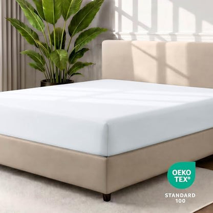 Bare Home Twin Fitted Sheet - 1800 Ultra-Soft (Twin, White)