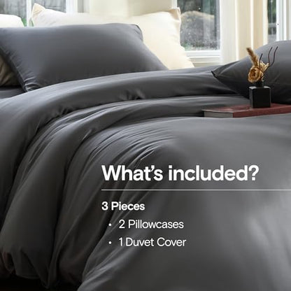 DOZ Duvet Cover Set, 100% Viscose derived from Bamboo, Organically Grown, Buttery Soft, Cooling Duvet Covers, High GSM, 1 Duvet Cover and 2 Pillowcases, 106"x90" (Storm, King/Cal King)