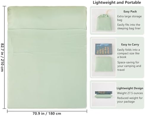 Sleeping Bag Liner, Ultralight & Compact Travel Sheet for Hotel
