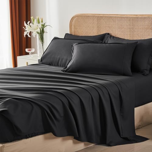 Yogeneg Twin Comforter Set 5 Piece Bed in a Bag,Grid Pinch Pleat Black Twin Bedding Set,Striped Textured Soft Microfiber Comforter with Sheet Set,All Season Complete Bed Set(Black,Twin)