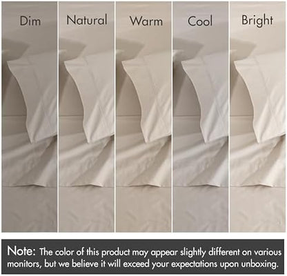 ZOYER 100% Cotton Sheets – Queen Size Percale Bedding, Cooling & Breathable, Durable with a Crisp, Soft & Comfortable Feel, 16" Deep Pocket, 4-Piece Set, Soft Sand