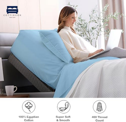 1 PC Top Split King Fitted Sheet for Adjustable beds, 34" Split, Light Blue
