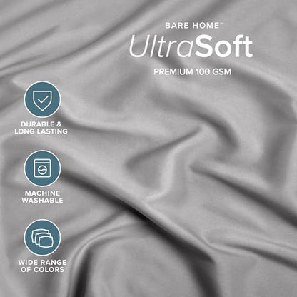 Bare Home Cal King Fitted Sheet - 1800 Ultra-Soft (Cal King, Light Grey)