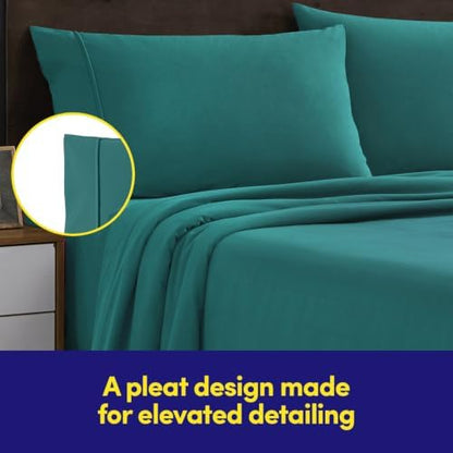 Sweet Home Collection Flannel Sheet Set, Teal Queen, Deep Pocket Soft Brushed Microfiber All-Season Bedding with Fitted Sheet, Flat Sheet & Pillowcase(s)