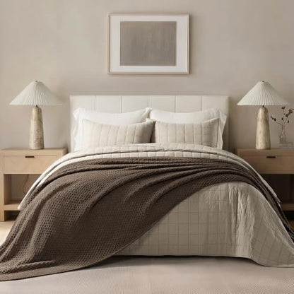 EVERGRACEHOME Chunky Chenille Knit Throw Blanket, 90 x 90, Cocoa Brown