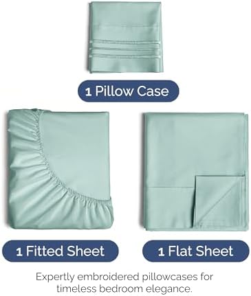 Twin Size 3 Piece Sheet Set - Ultra Soft & Cooling Bed Sheets - Light Teal