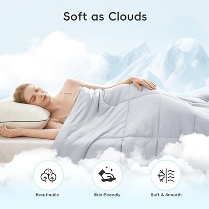SameBed Cooling Comforter King/Cali King Size, Summer Blanket for Hot Sleepers, Lightweight Comforter for Night Sweats, Double-Sided Breathable Cooling Beddings (Light Grey, 108"*90")