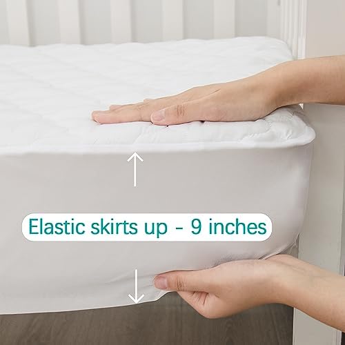 Crib Mattress Protector Sheets Fitted Waterproof Crib Mattress Pad Cover, Noiseless & Machine Wash 100% Absorbent Crib/Toddler Mattress Protector Sheet Quilted, White, 52" x 28" (Pack of 3)