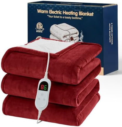 Heated Electric Blanket Full, Soft Heating Blanket,72" x 84", Rose