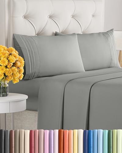 Cal King Size 4 Piece Sheet Set - Ultra Soft & Cooling Sheets - Slate Grey