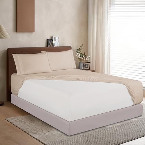 Elegant Comfort 1500 Premium Hotel Quality 18-24 Inches Deep - Extra Deep Pocket Single Fitted Sheet for High Mattress, Luxury and Softest, Smart Pocket - Wrinkle Free, California King, Cream