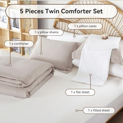 weigelia Twin Comforter Set with Sheets - 5 Pieces Bed in a Bag Twin